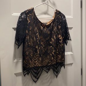 Black lace crop top